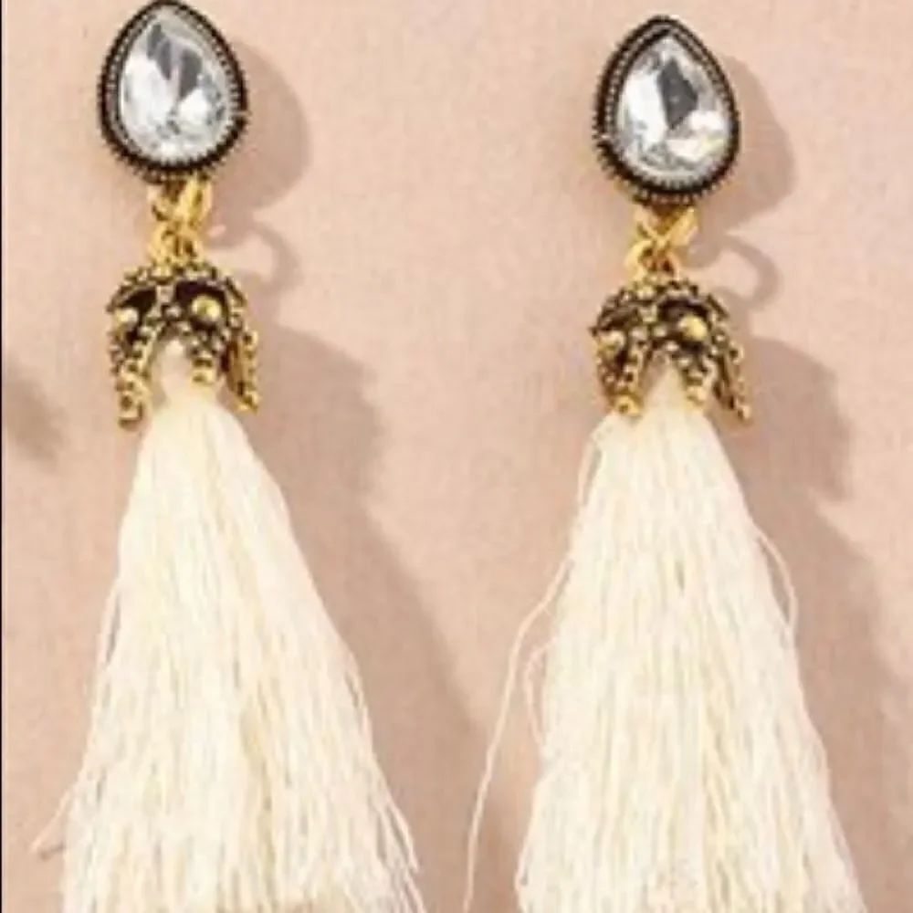 Earrings BOHO Tassel Rhinestone effect